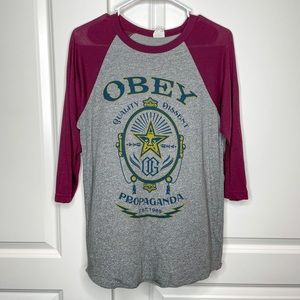 OBEY Clothing Gray Half Sleeve Shirt - Size M